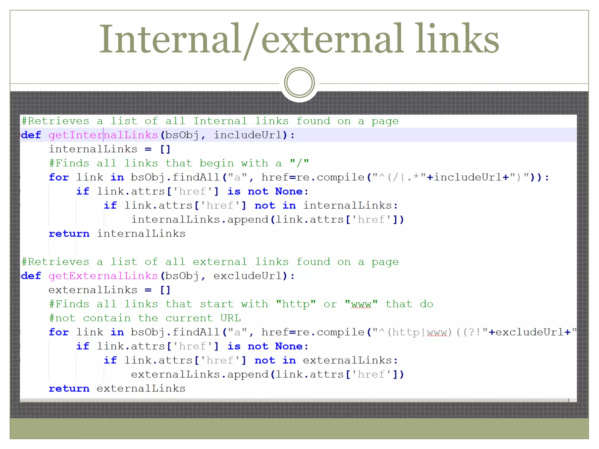 Internal/external links
 