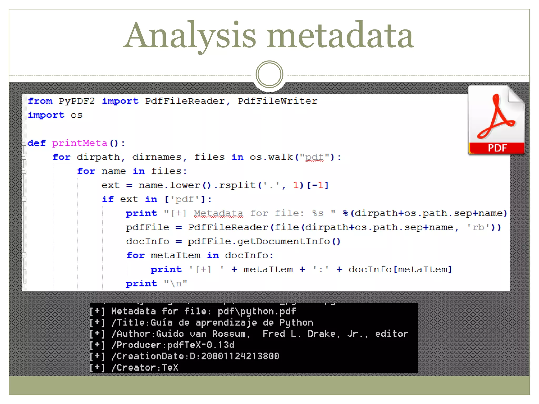 Analysis metadata
 