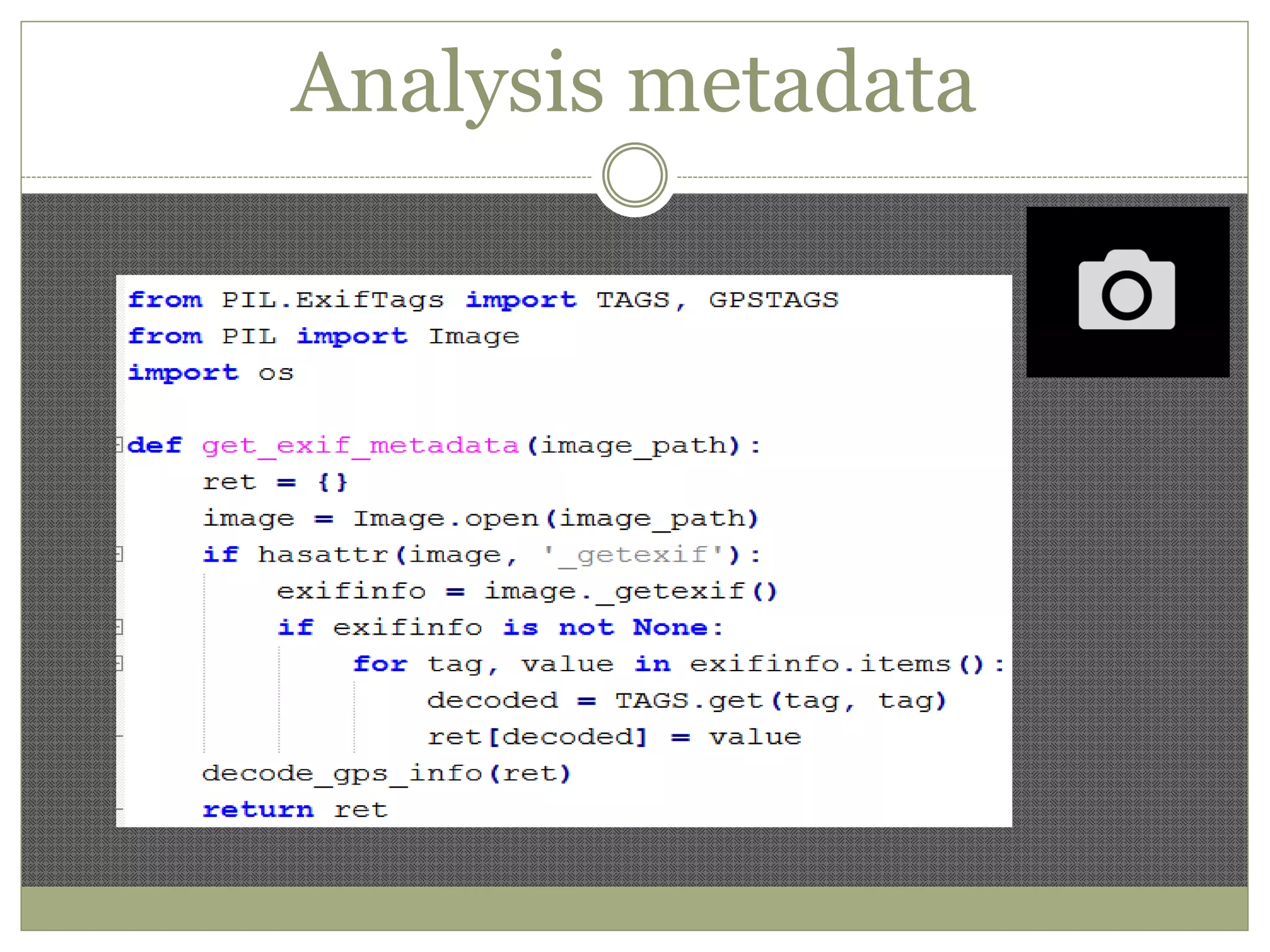 Analysis metadata
 
