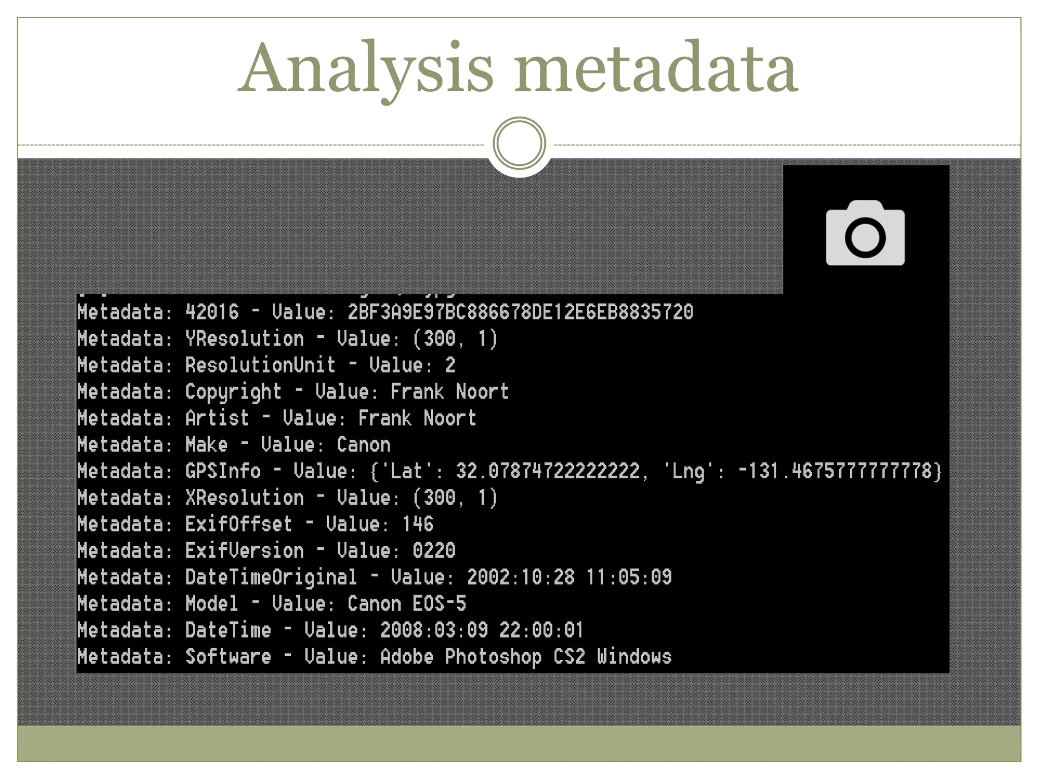 Analysis metadata
 