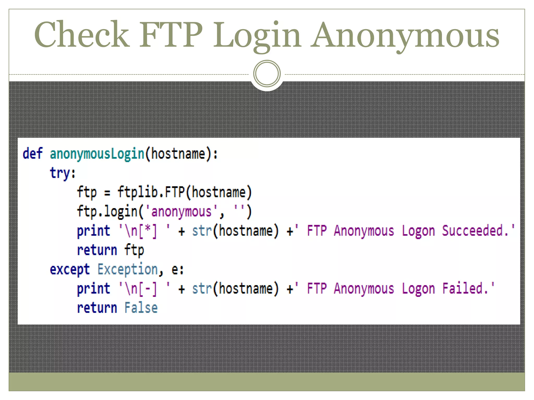 Check FTP Login Anonymous
 
