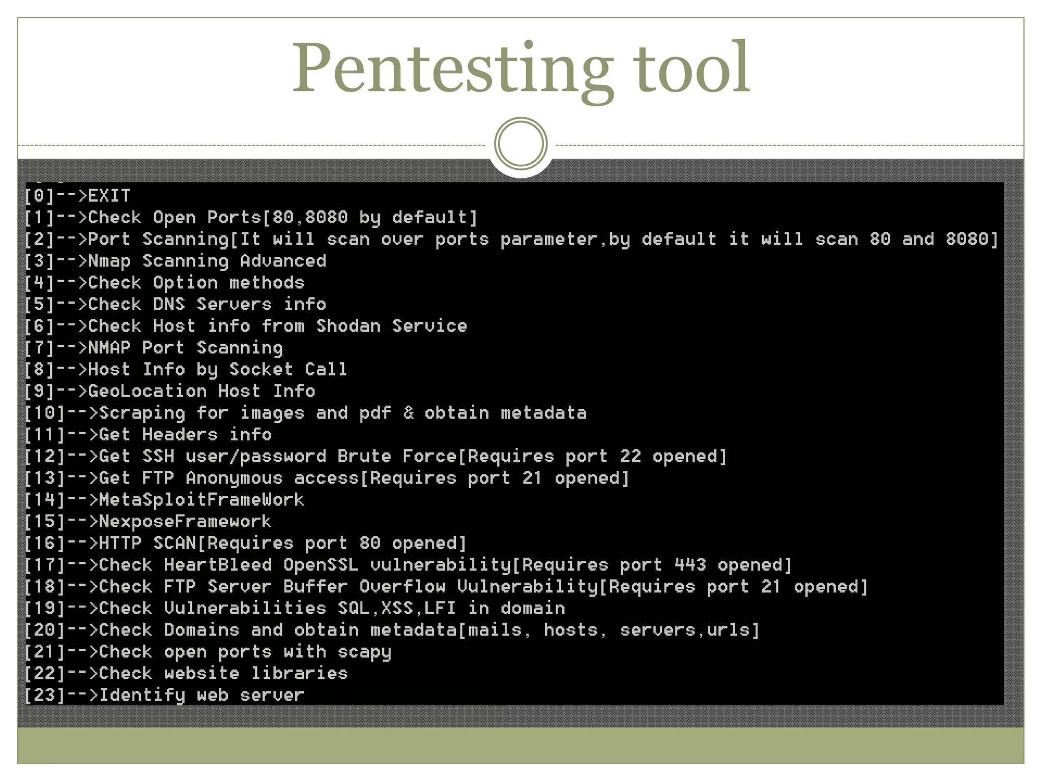 Pentesting tool
 