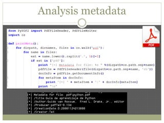 Analysis metadata
 