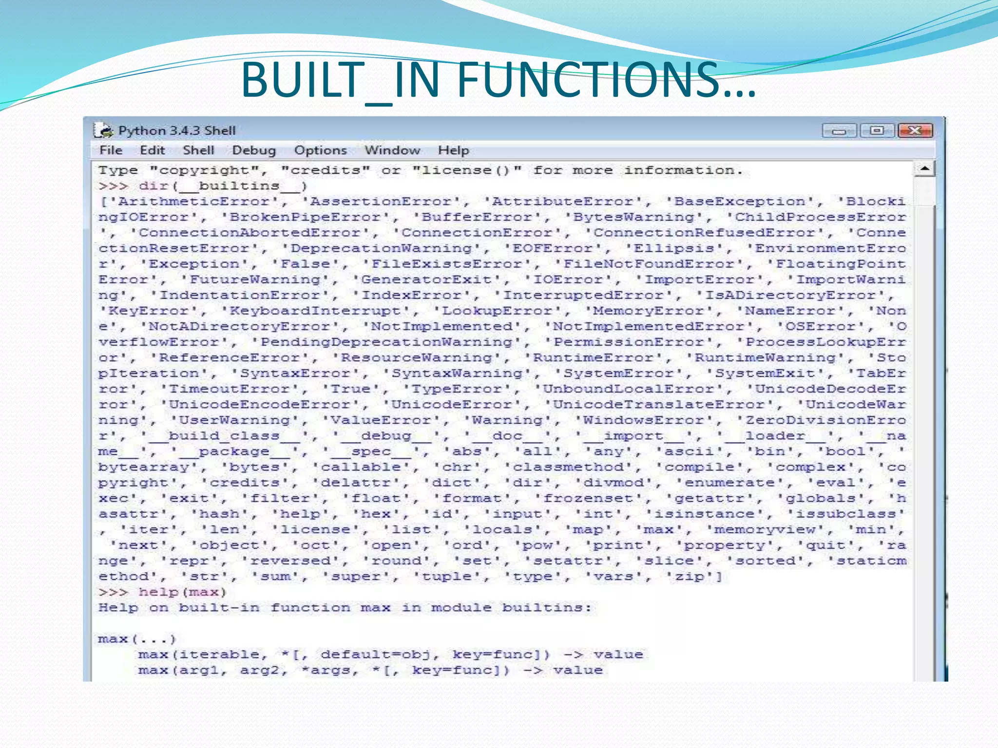 BUILT_IN FUNCTIONS…
 