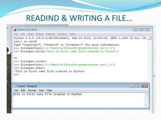 READIND & WRITING A FILE…
 