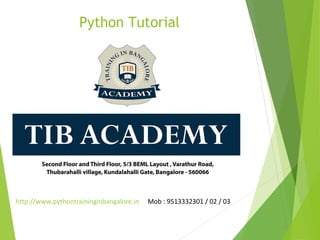 Python Training Tutorial for Frreshers | PPT image.
