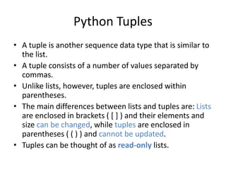 Tuple Python Bracket Type Python ppt | PPTX