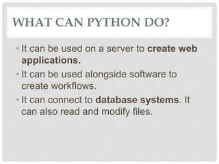 Python as Web Development | PPTX | Web Development | Internet