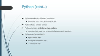 Python Basics | PPTX | Programming Languages | Computing