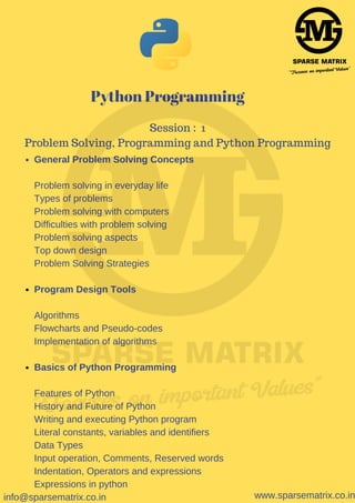 Python Course At Sparse Matrix Solutions | PDF