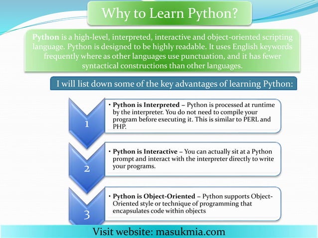 Python slide basic to advanced english tutorial