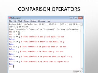 COMPARISON OPERATORS
 