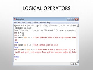 LOGICAL OPERATORS
 