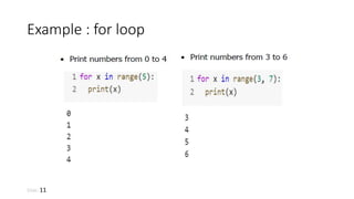 Example : for loop
Slide: 11
 