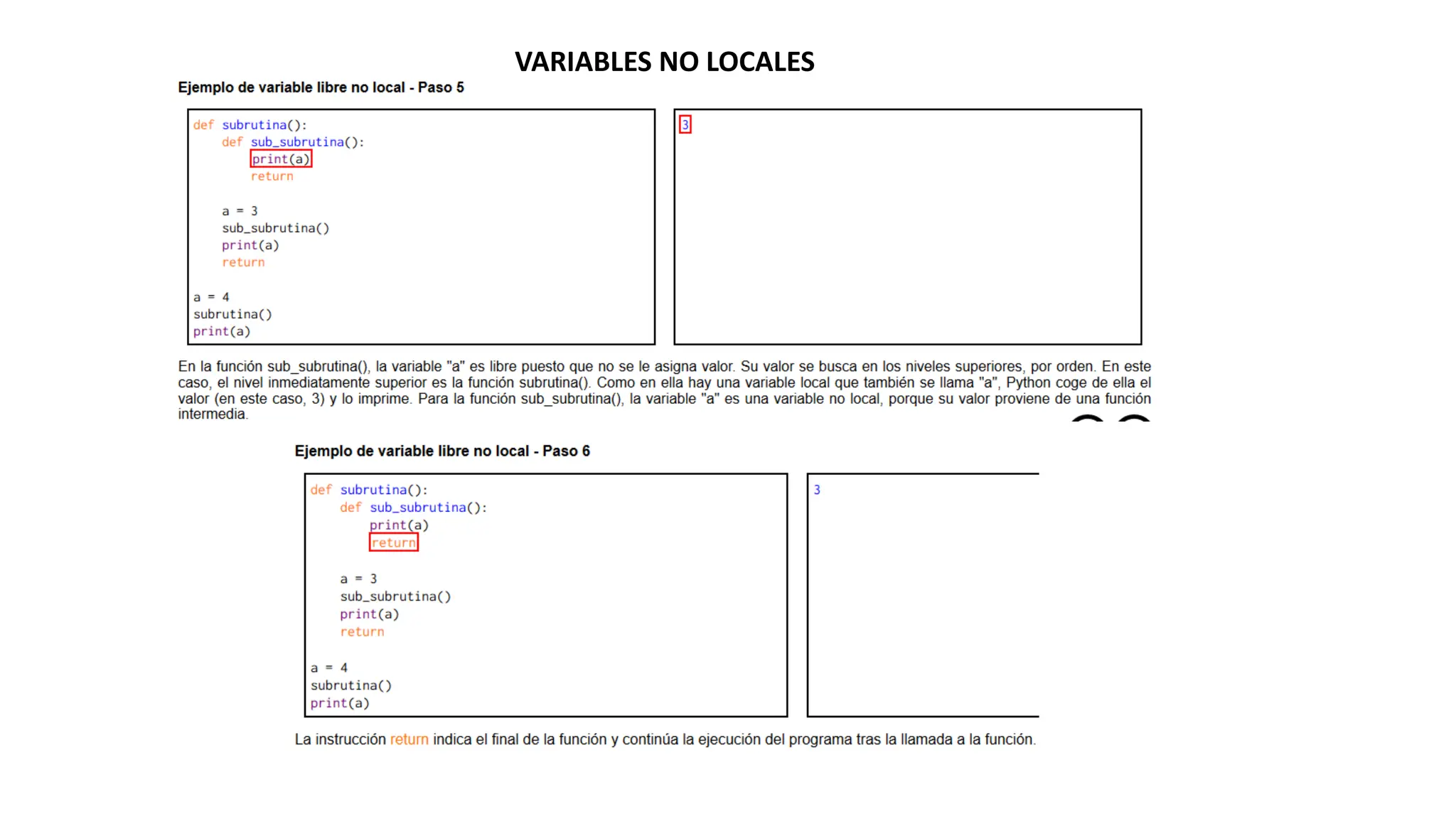 VARIABLES NO LOCALES
 