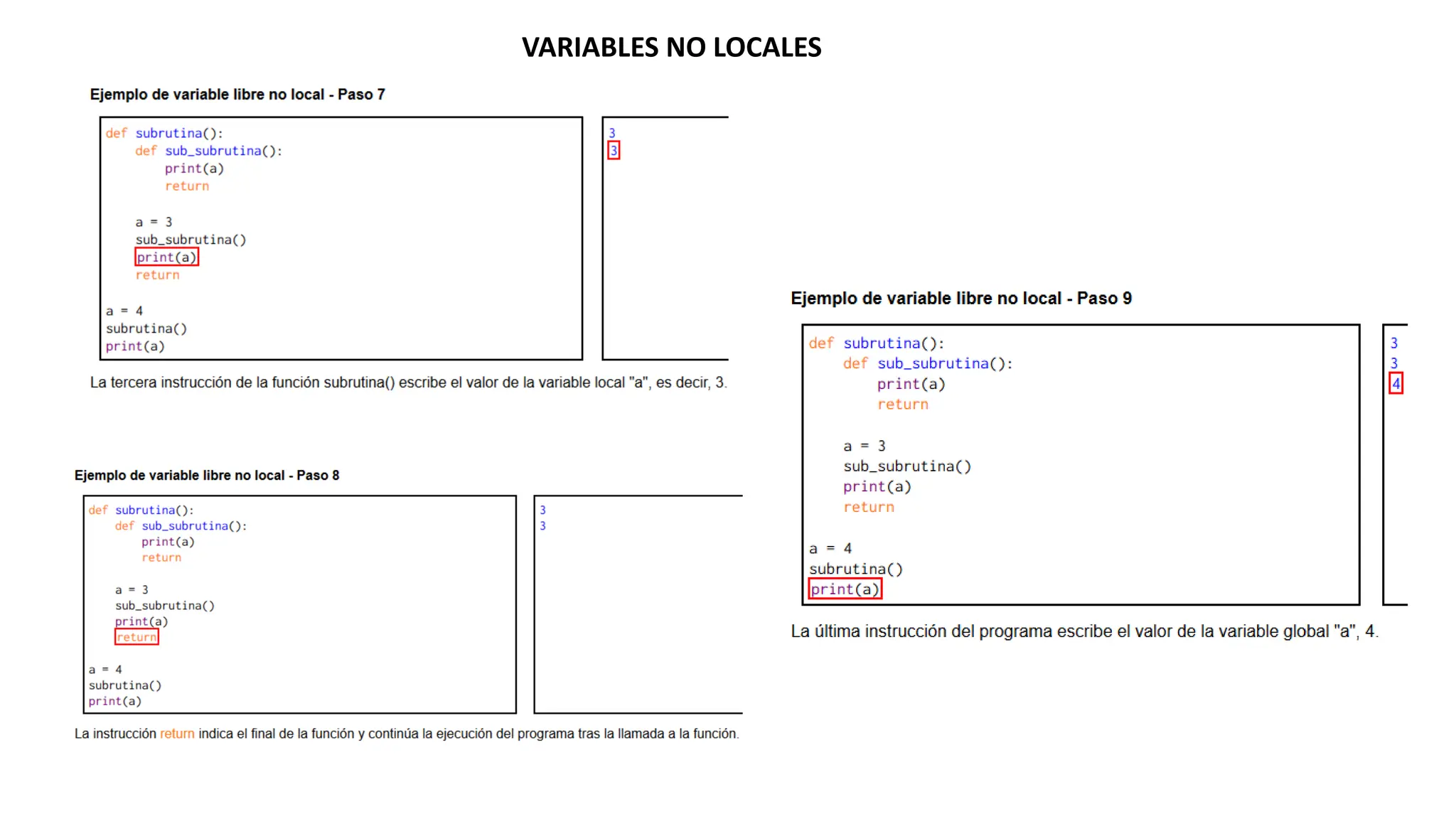 VARIABLES NO LOCALES
 