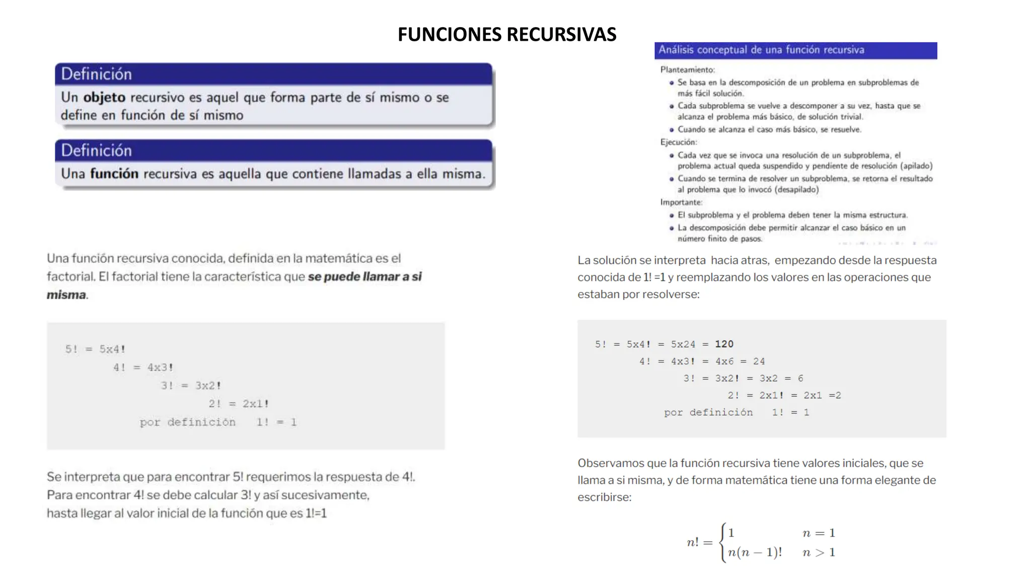 FUNCIONES RECURSIVAS
 