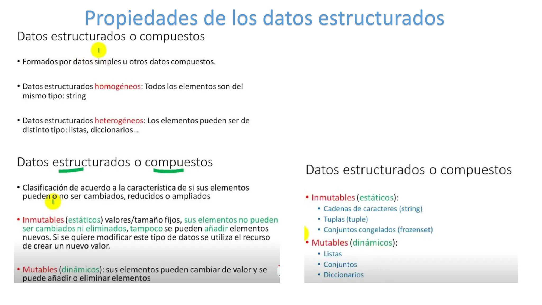 Propiedades de los datos estructurados
 