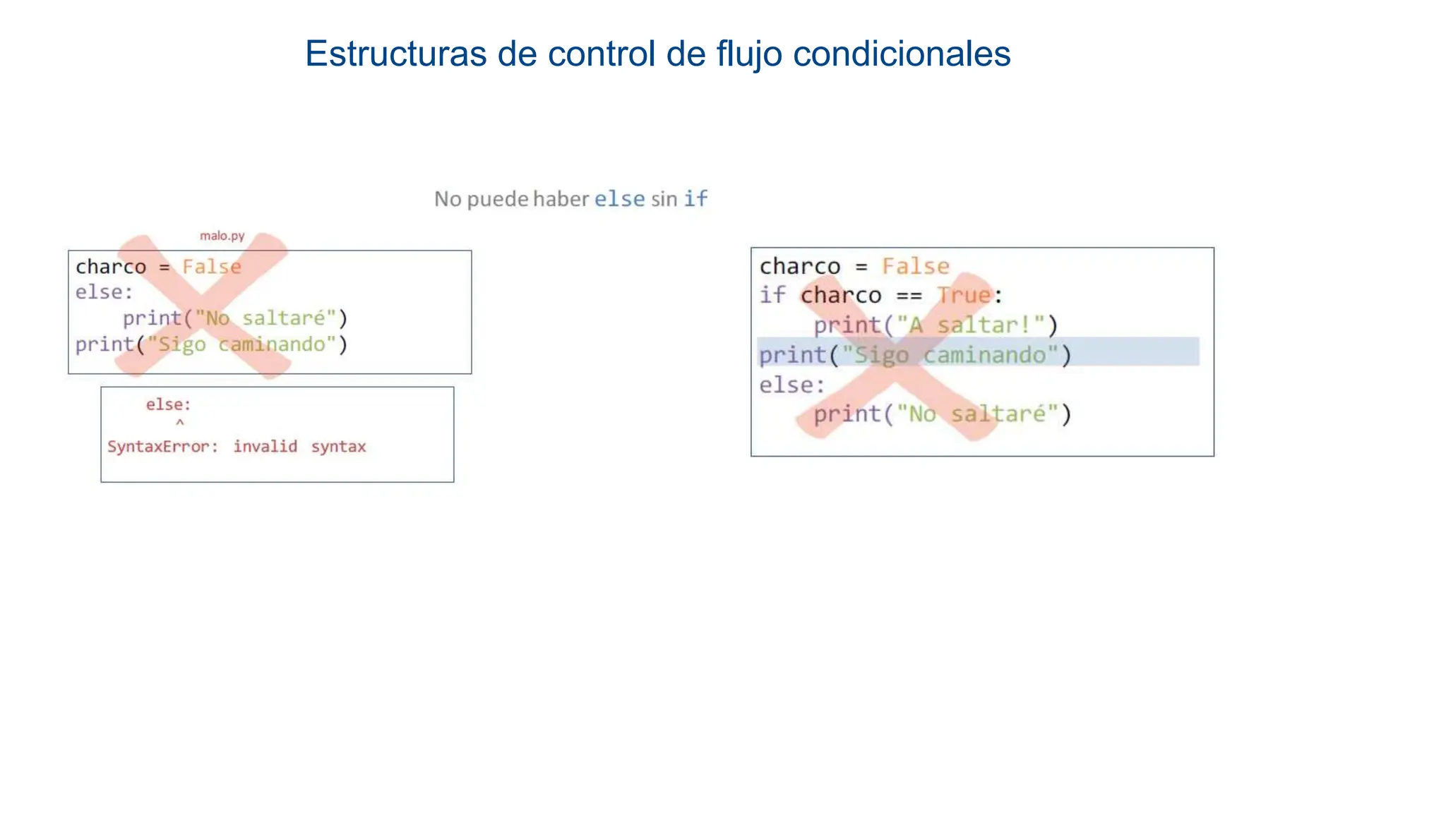Estructuras de control de flujo condicionales
 