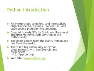 Introduction to python & its applications.ppt | Free Download