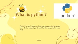 what is python? uses of python and codings using it | PPT