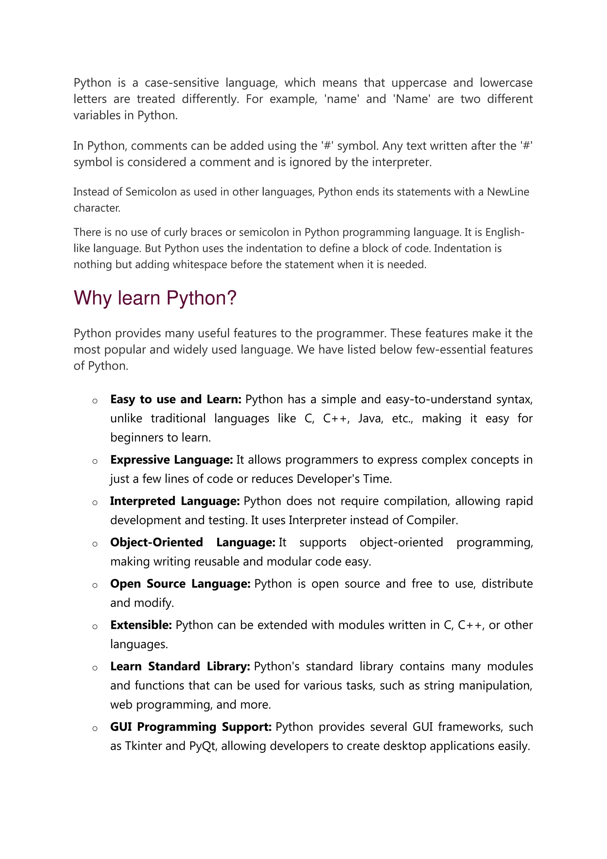 Python notes for beginners - in simple sentences | PDF