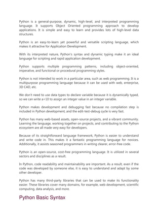 Python notes for beginners - in simple sentences | PDF