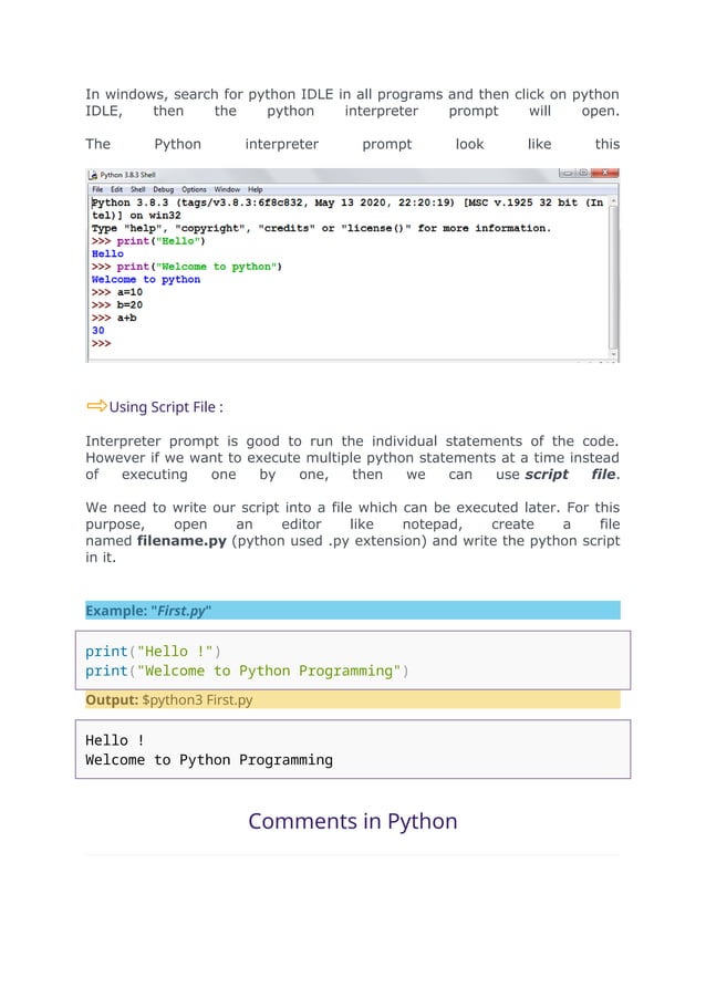 Python notes for beginners - in simple sentences | PDF