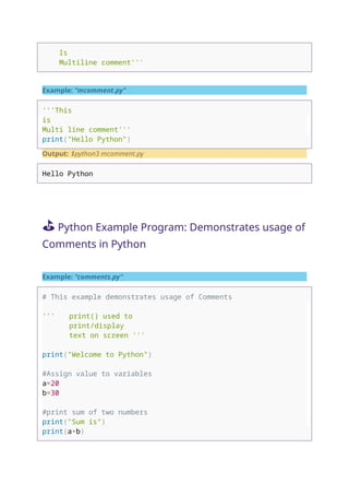 Python notes for beginners - in simple sentences | PDF