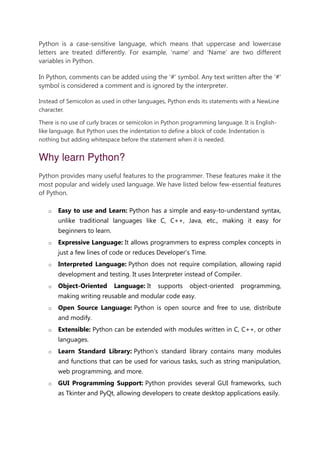 Python notes for beginners - in simple sentences | PDF