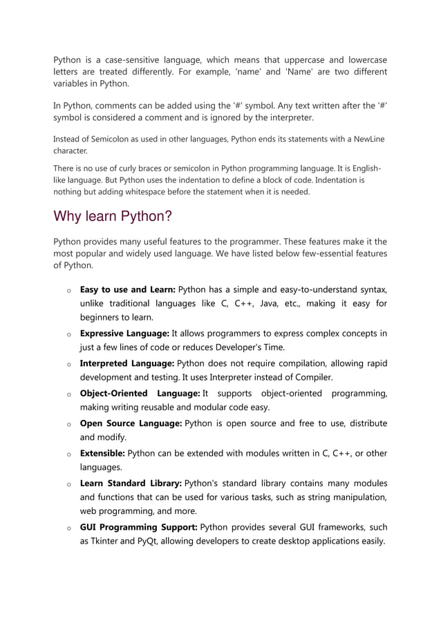 Python notes for beginners - in simple sentences | PDF