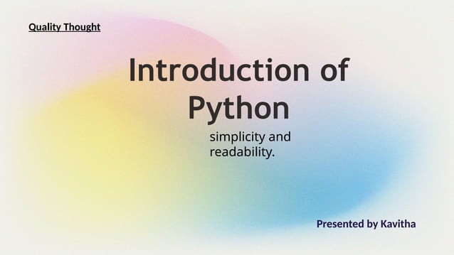 Introduction of Python, Software Training Institute | PPT