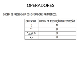 OPERADORES
 