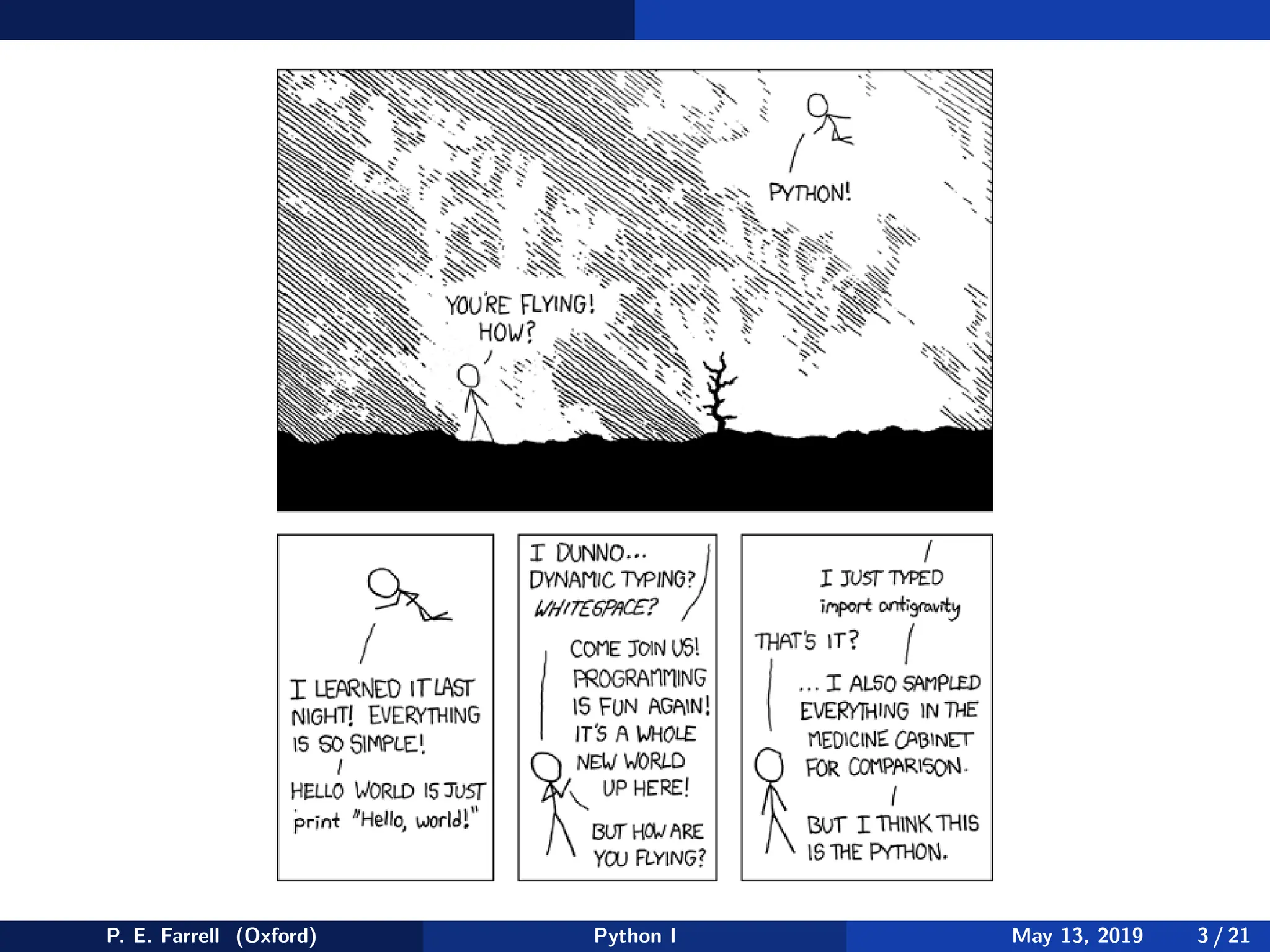 P. E. Farrell (Oxford) Python I May 13, 2019 3 / 21
 