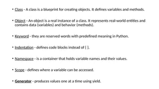 Predefined Code Meaning python - A basic notes for beginners(newbies) | PPTX