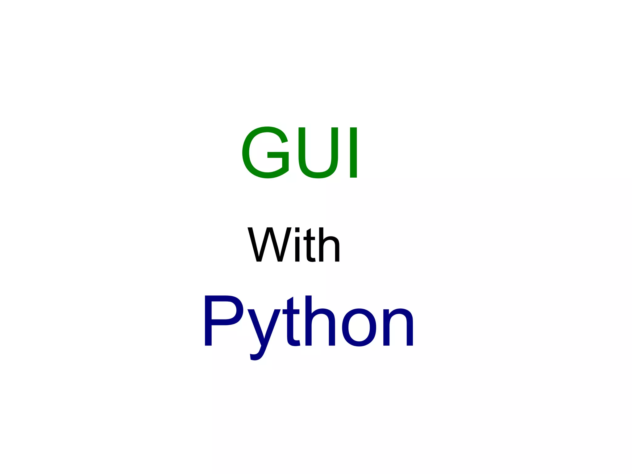 GUI With Python 