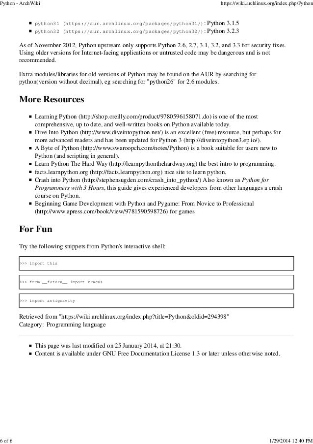 Python arch wiki