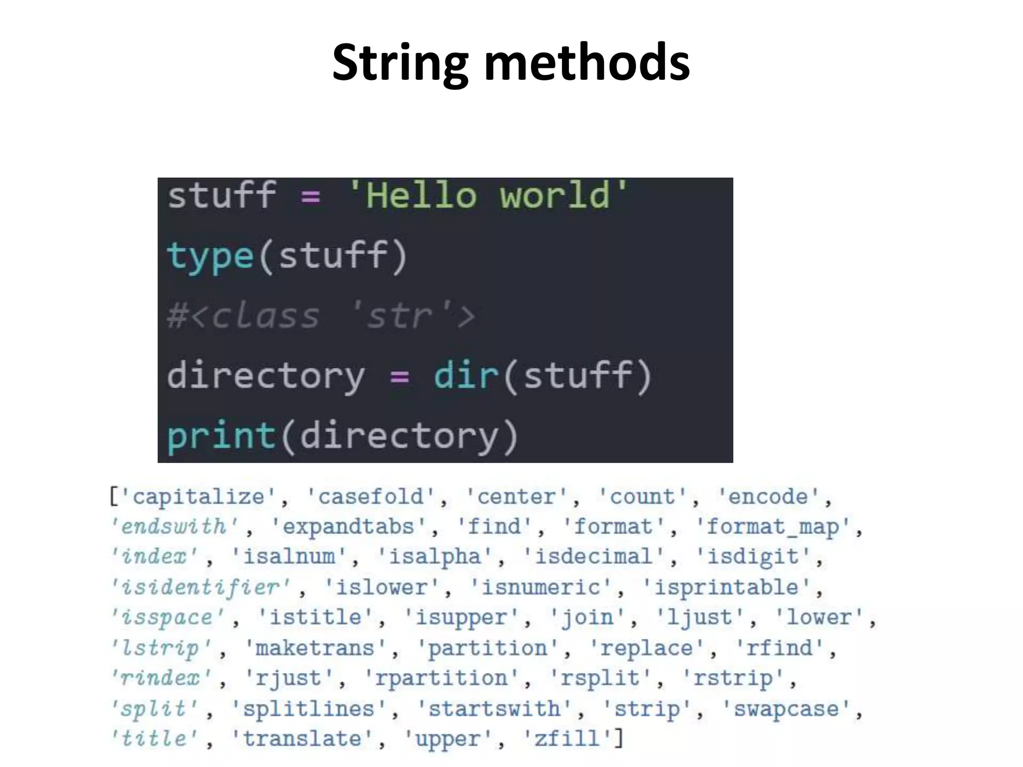 String methods
 