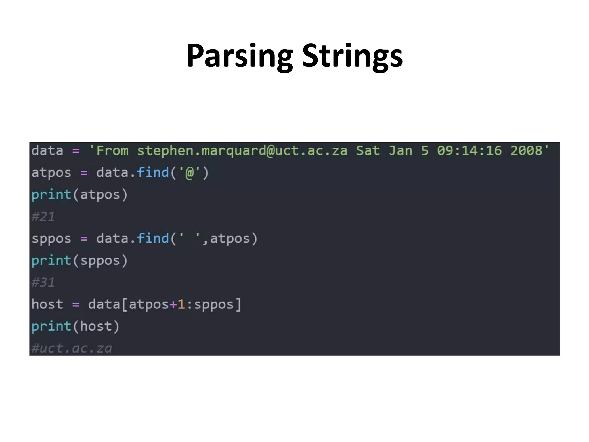 Parsing Strings
 