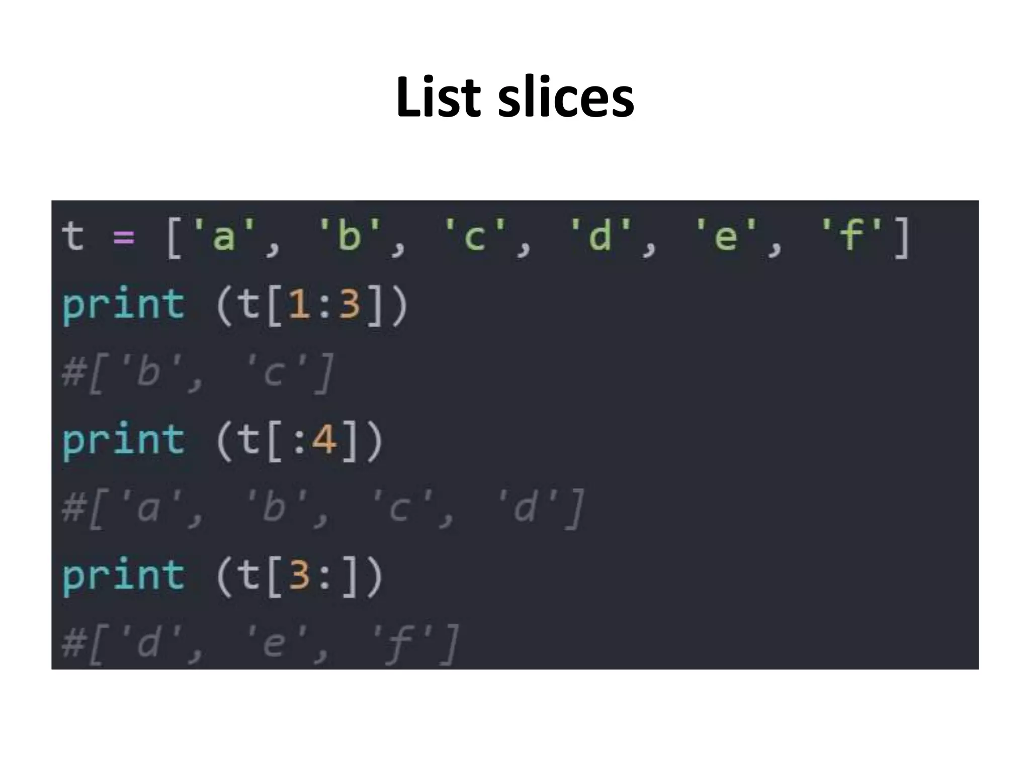List slices
 