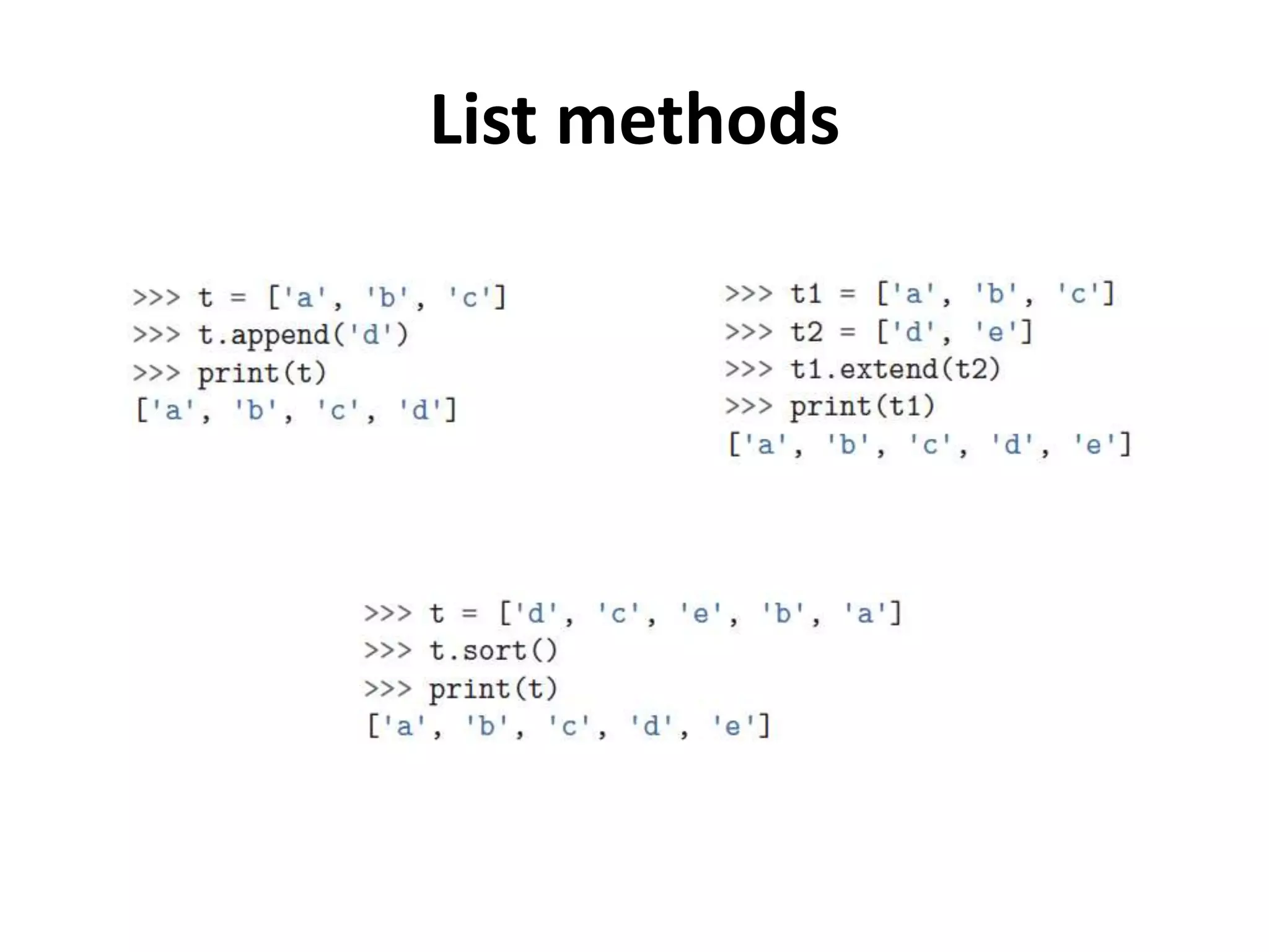 List methods
 