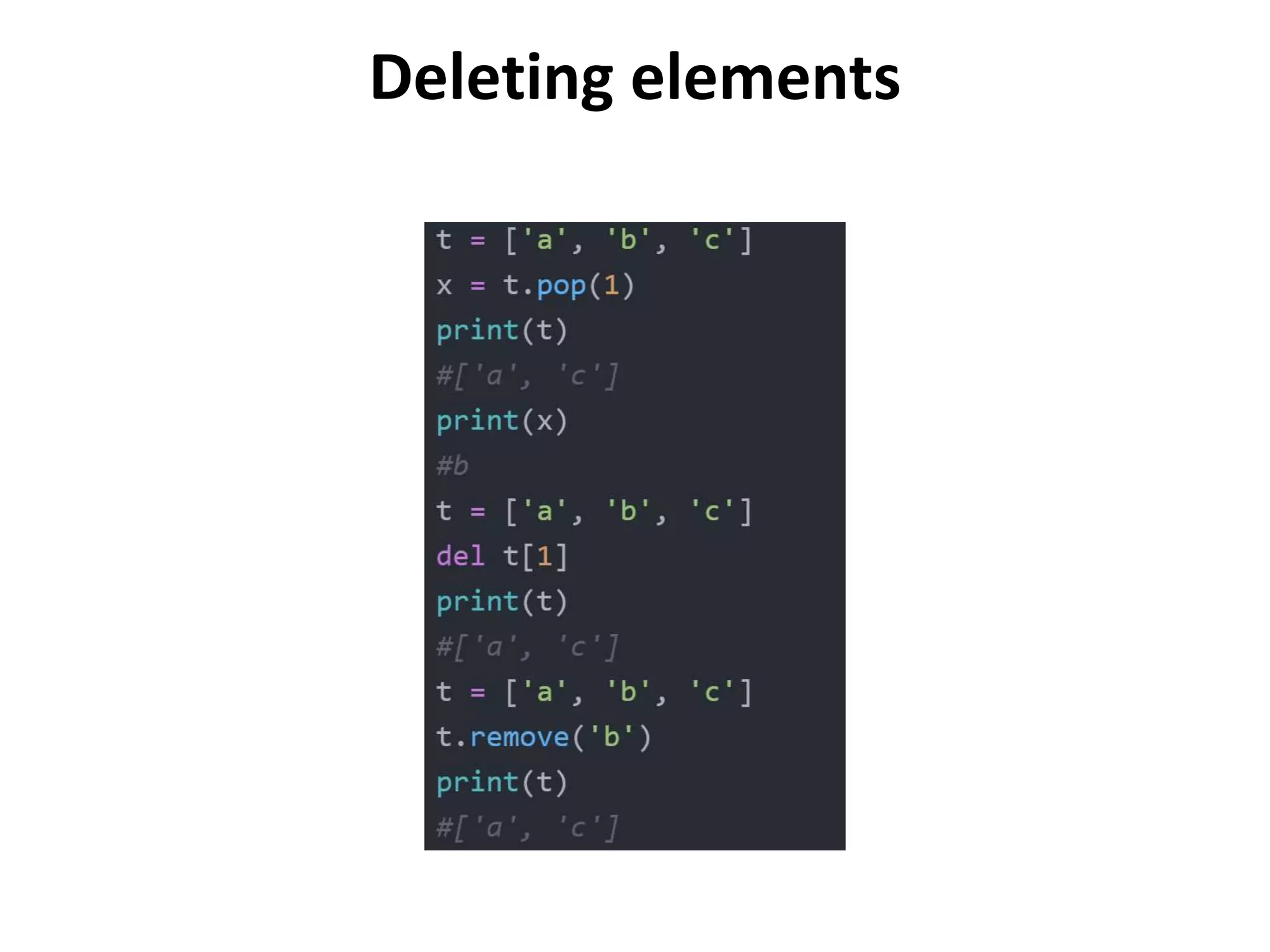 Deleting elements
 