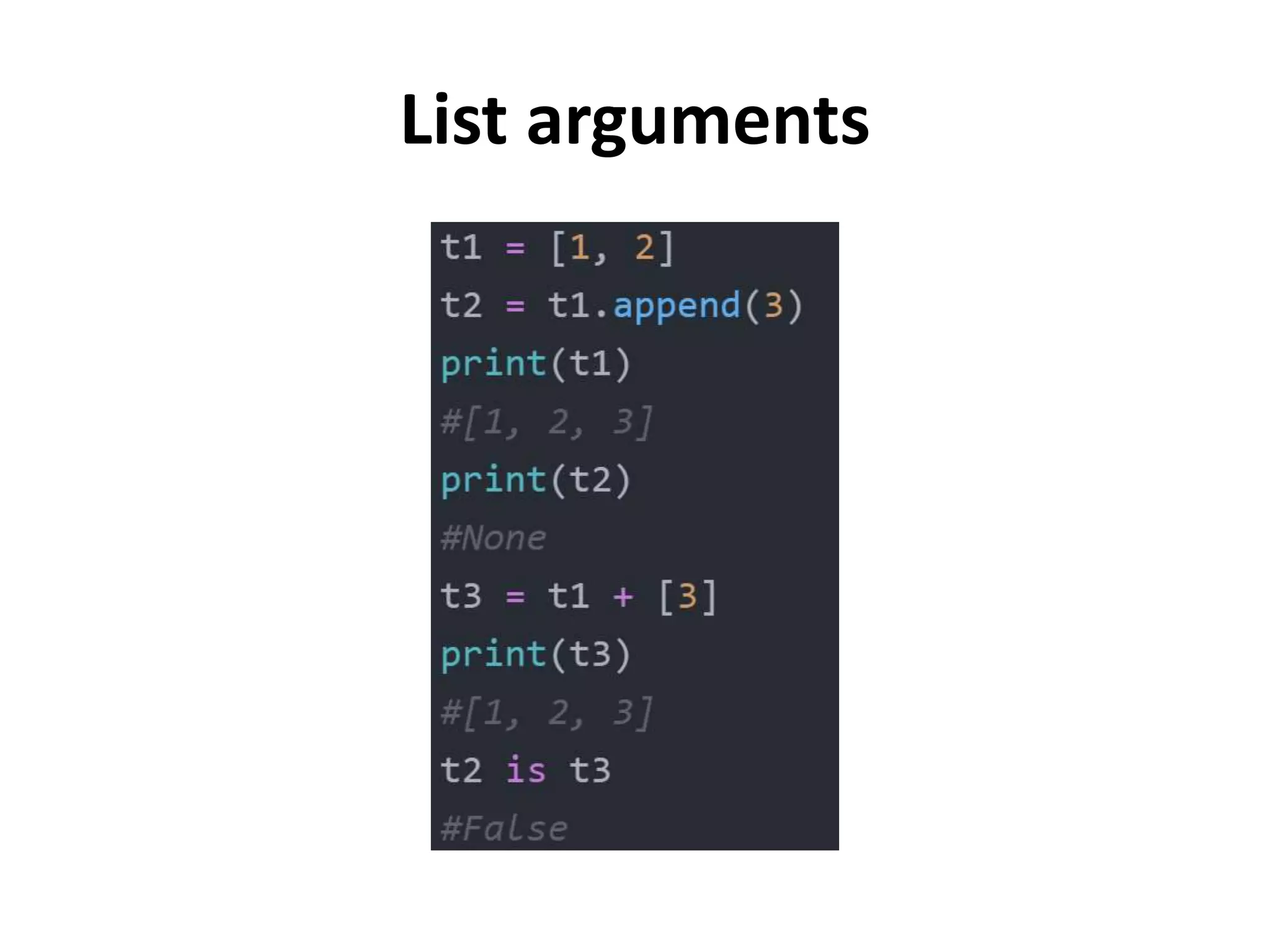 List arguments
 