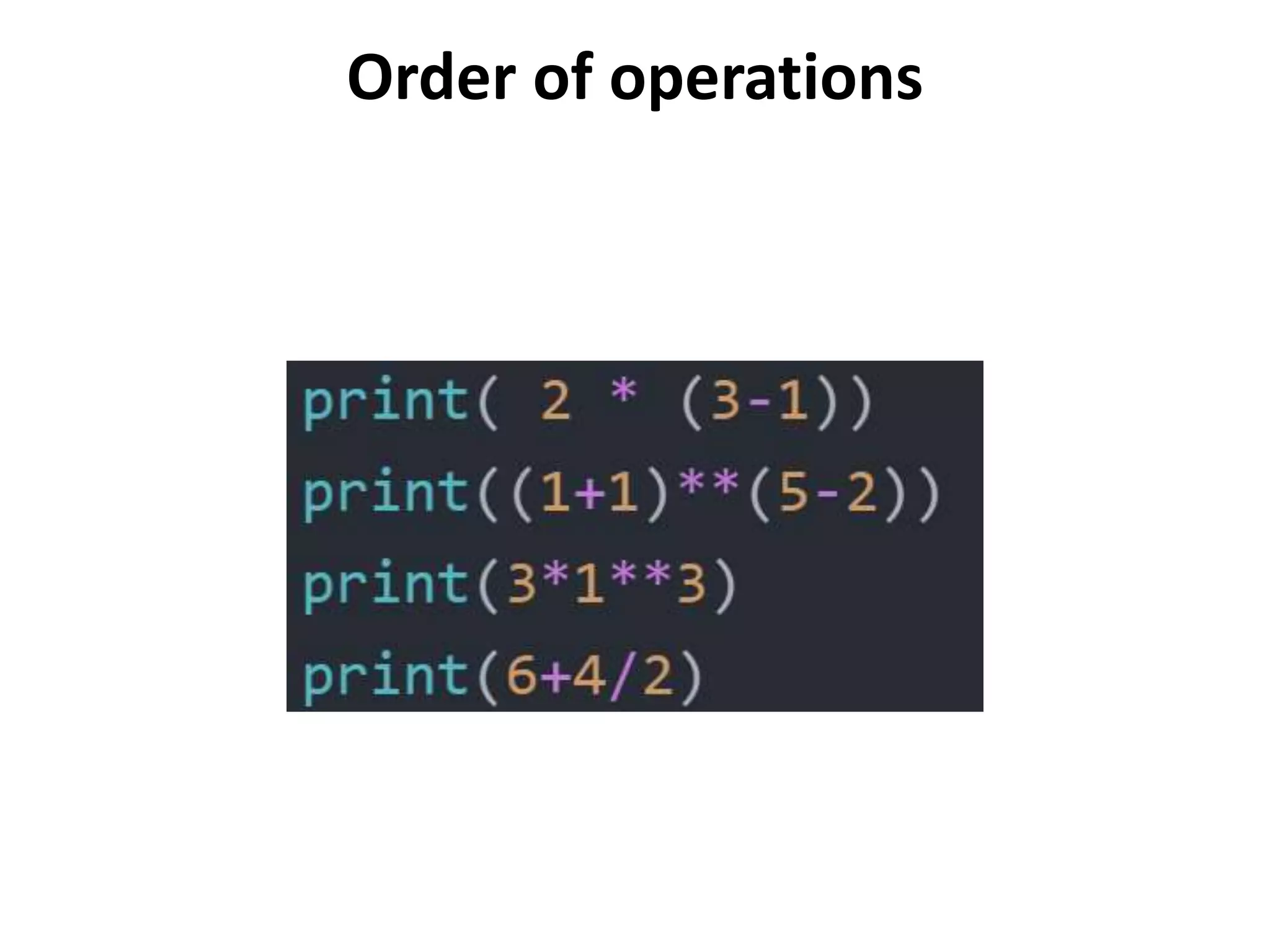 Order of operations
 