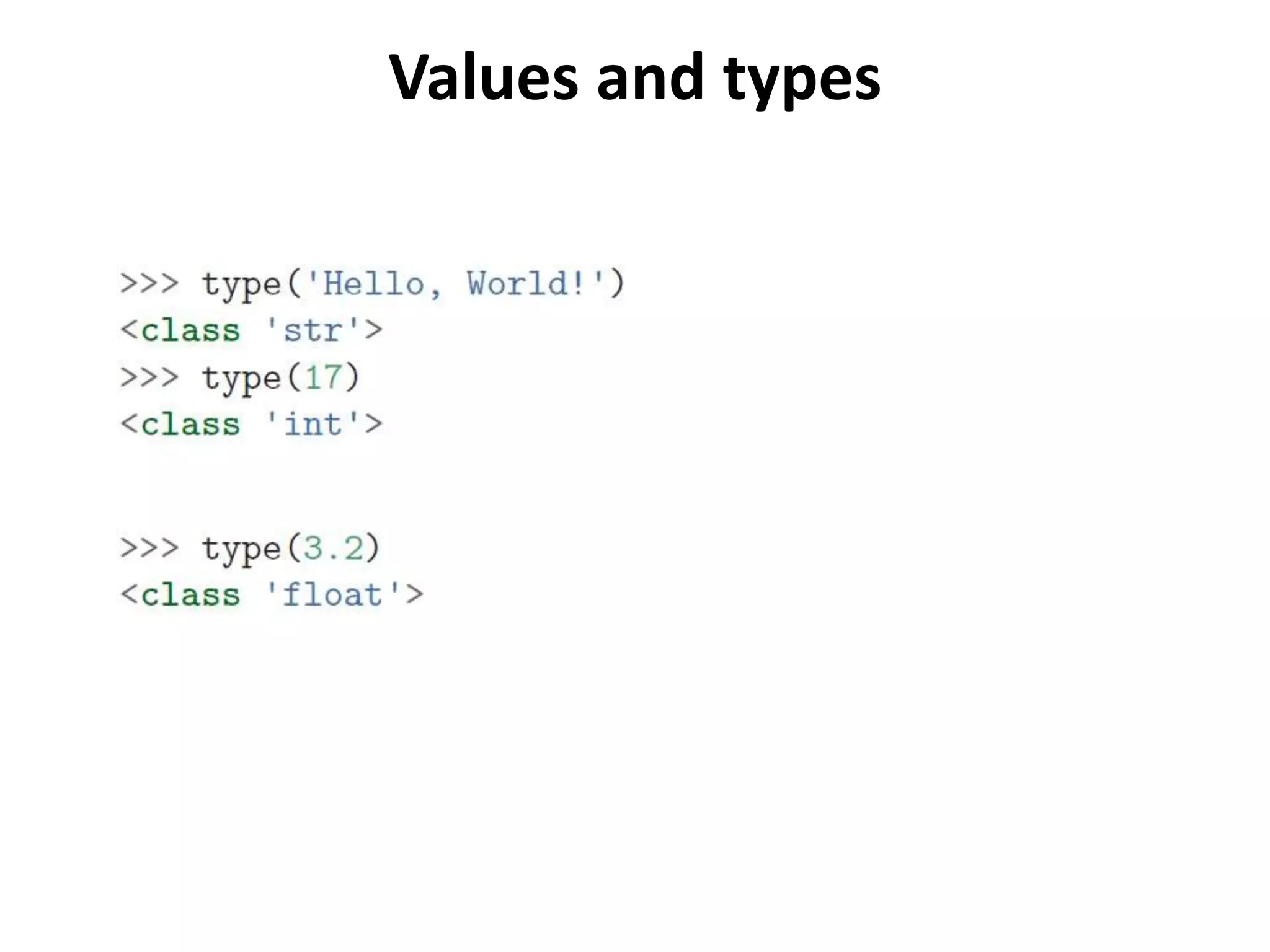 Values and types
 