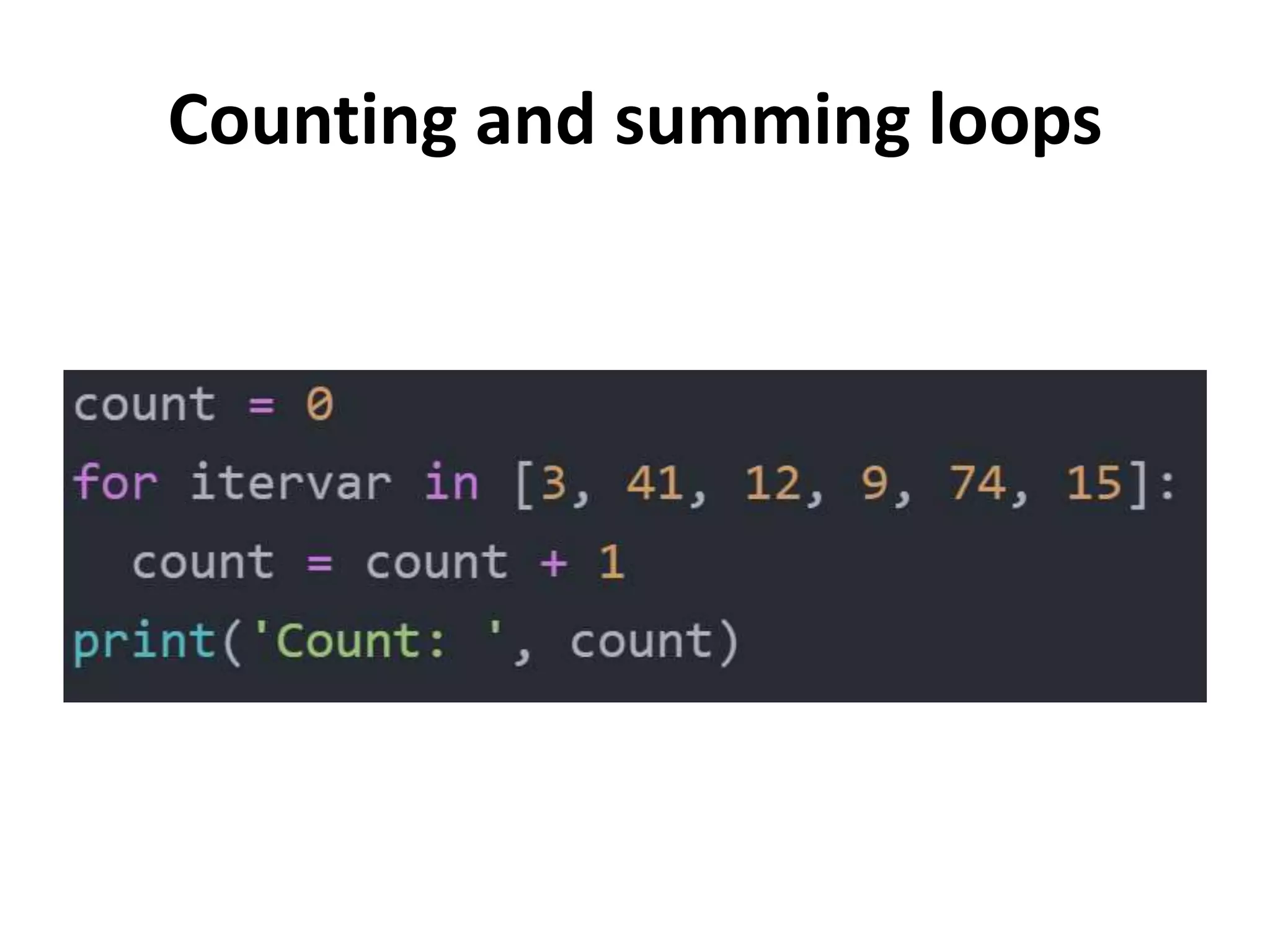 Counting and summing loops
 
