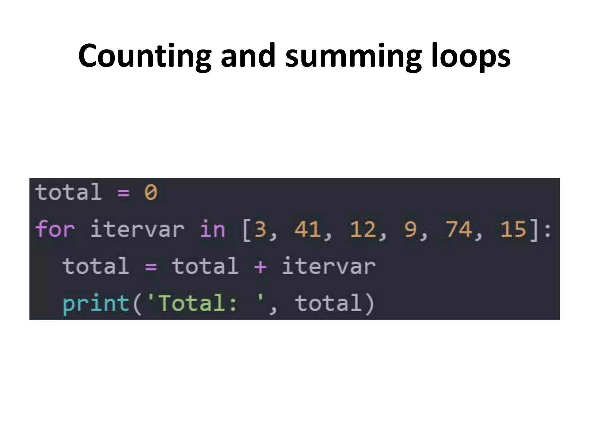Counting and summing loops
 