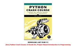 [Doc] Python Crash Course: A Hands-On, Project-Based Introduction to ...