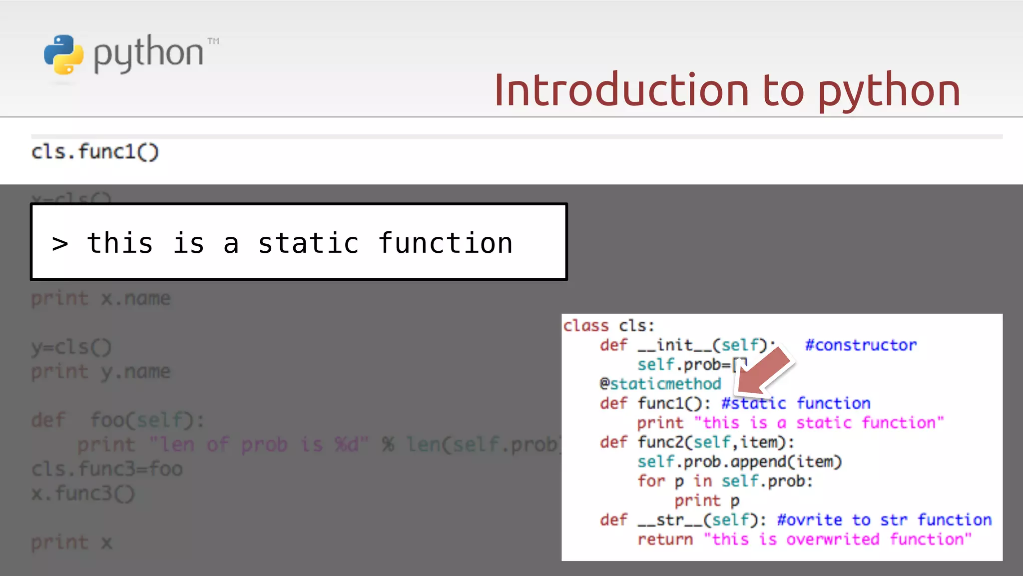 Introduction to python > this is a static function! 