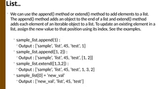 Python - List, Dictionaries, Tuples,Sets | PPT